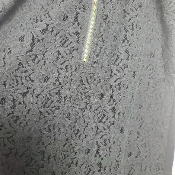 POOF Zipper Lace Back Raw Hem Black Tank Size Medium - Picture 5 of 8